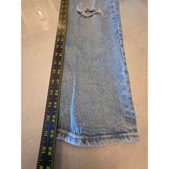Levi's Premium Women's Ribcage Straight Ankle Denim Jeans SZ 26 Distressed - Picture 7 of 7